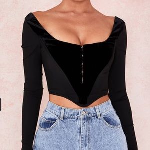 House Of CB “POLINA” 
BLACK VELVET CORSET TOP